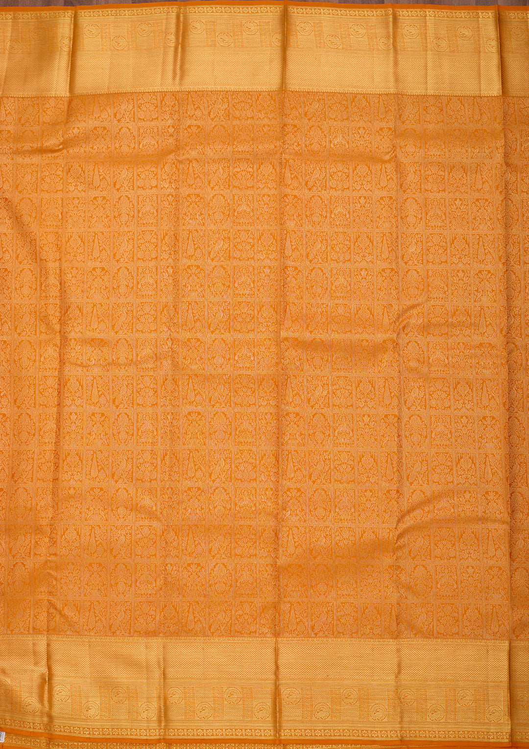 Mustard Yellow Pure Silk Jaal Saree With Matching Blouse Piece