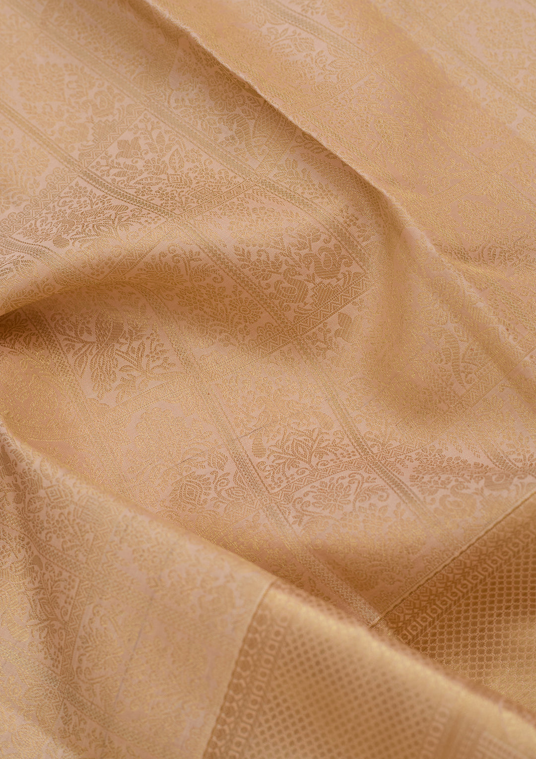 Beige Pure Silk Jaal Saree With Matching Blouse Piece