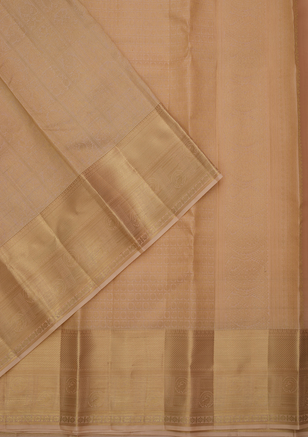 Beige Pure Silk Jaal Saree With Matching Blouse Piece