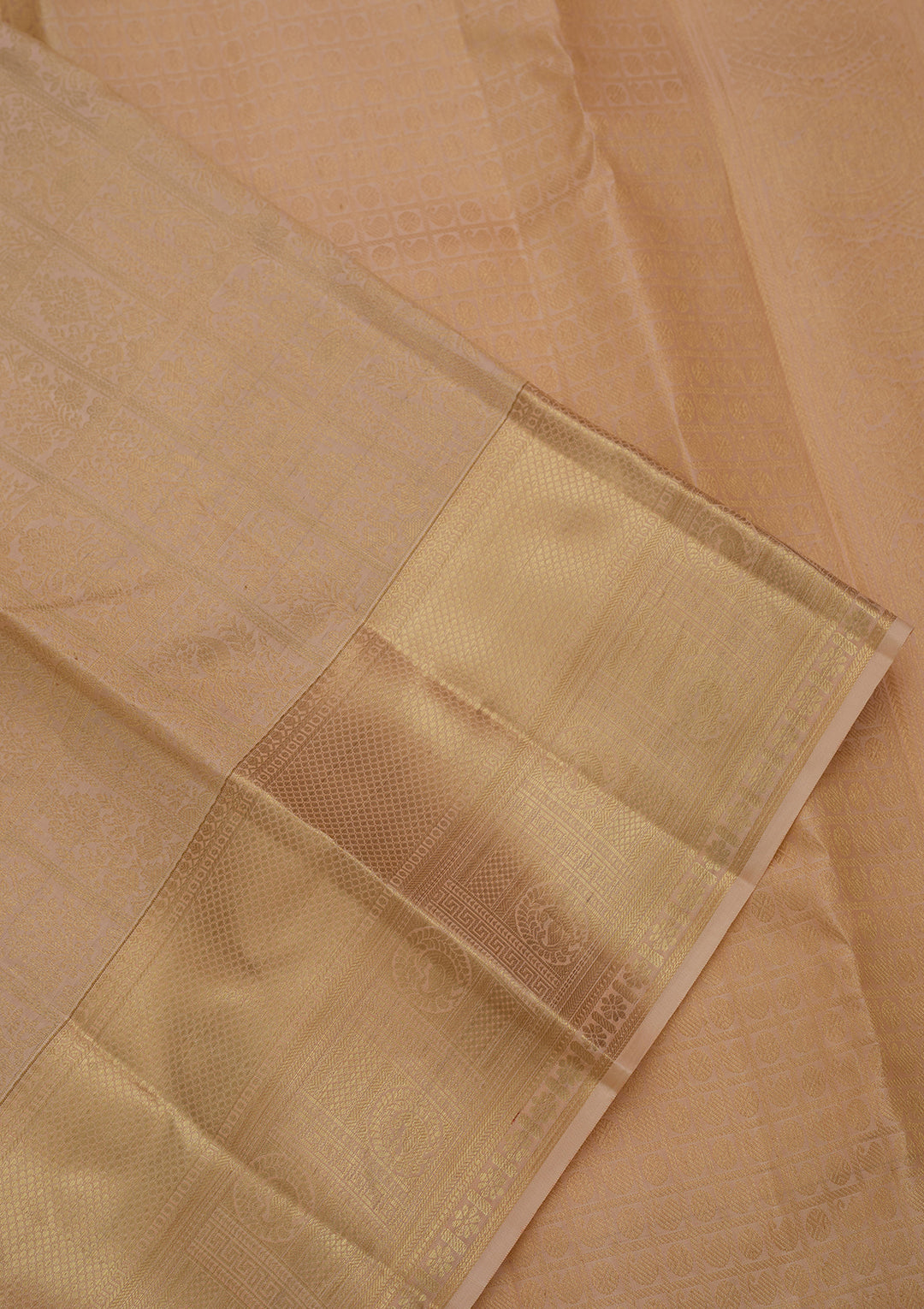 Beige Pure Silk Jaal Saree With Matching Blouse Piece