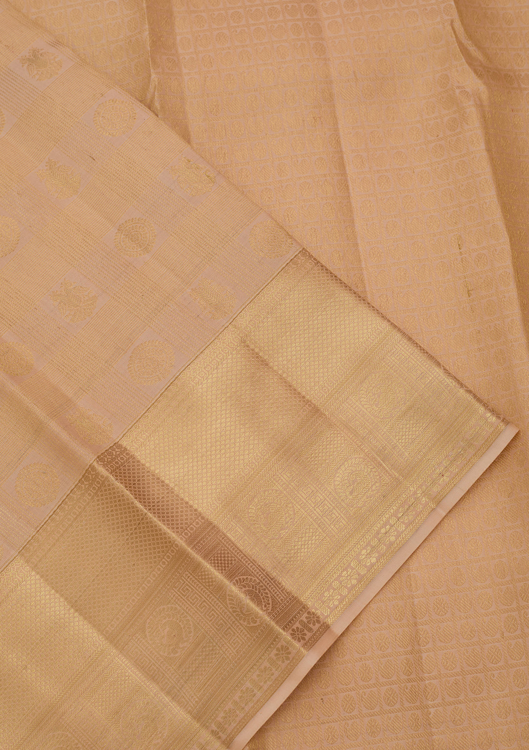 Beige Pure Silk Jaal Saree With Matching Blouse Piece