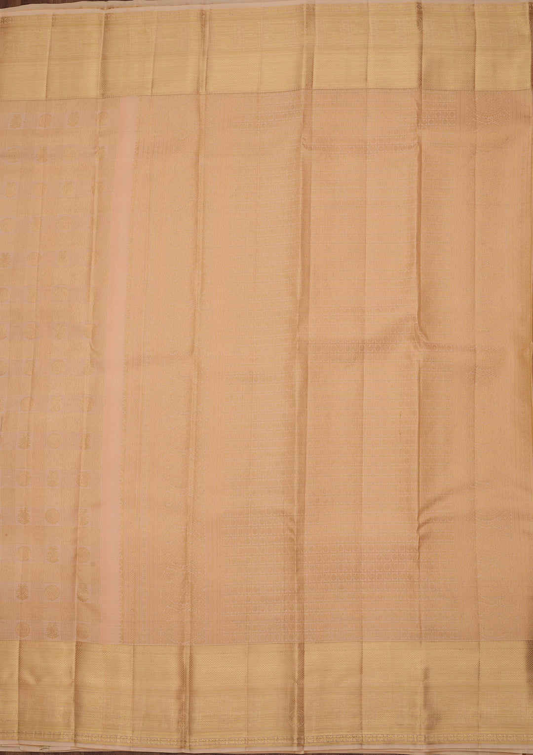 Beige Pure Silk Jaal Saree With Matching Blouse Piece