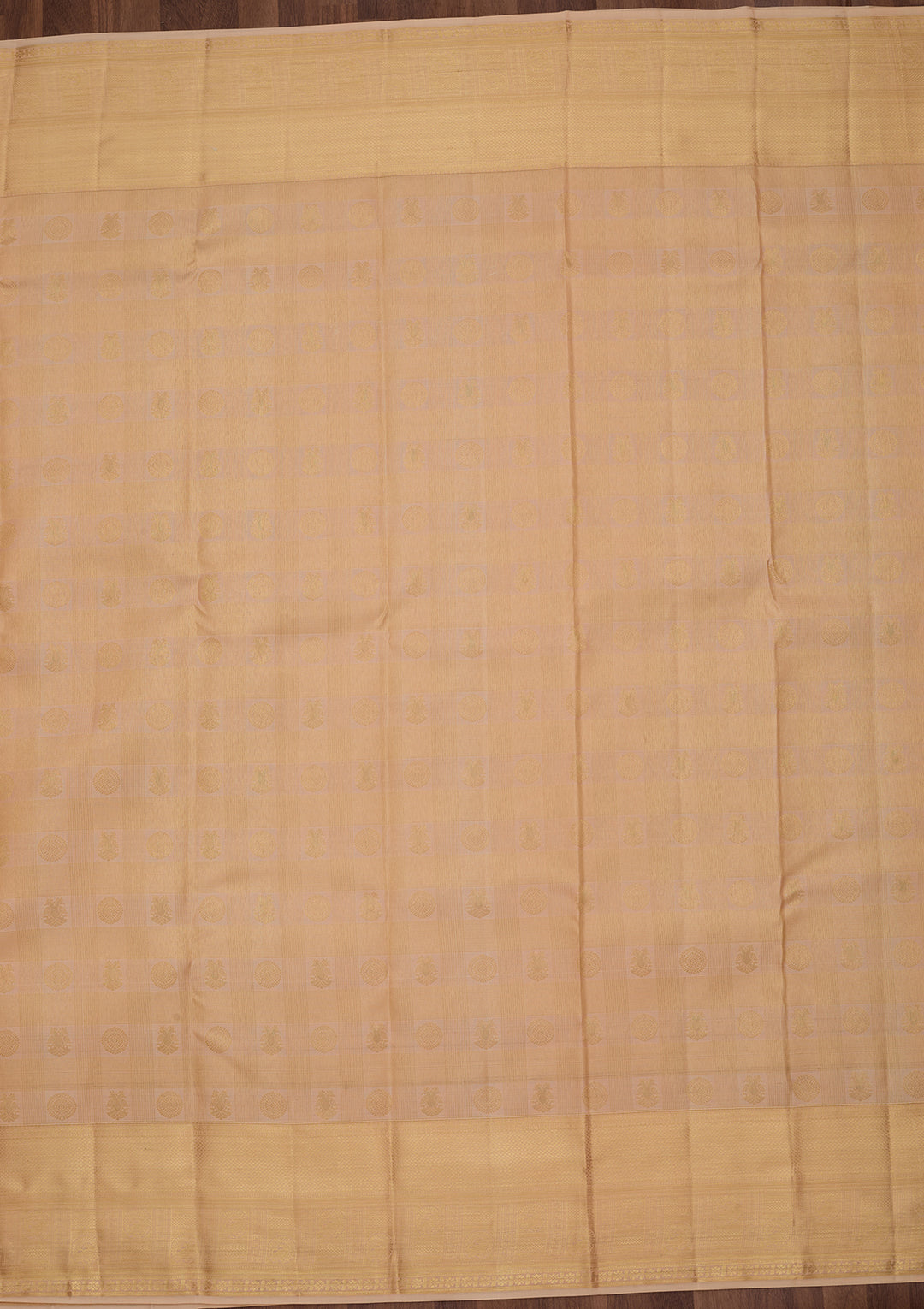 Beige Pure Silk Jaal Saree With Matching Blouse Piece