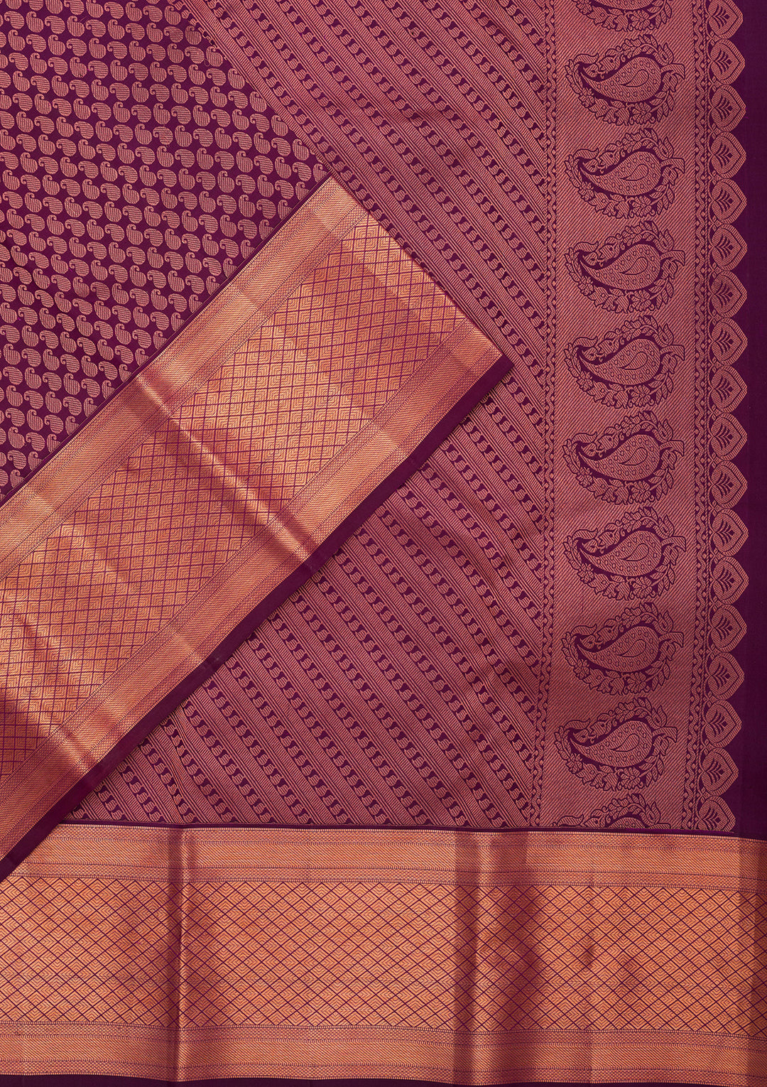 Purple Pure Silk Jaal Saree With Matching Blouse Piece