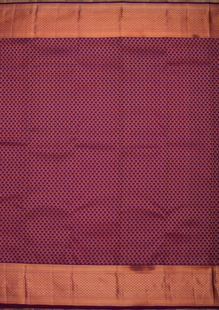 Purple Pure Silk Jaal Saree With Matching Blouse Piece