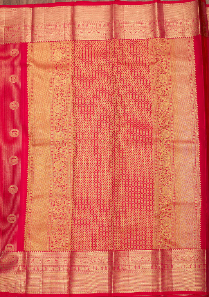 Rani Pink Pure Silk Jaal Saree With Matching Blouse Piece