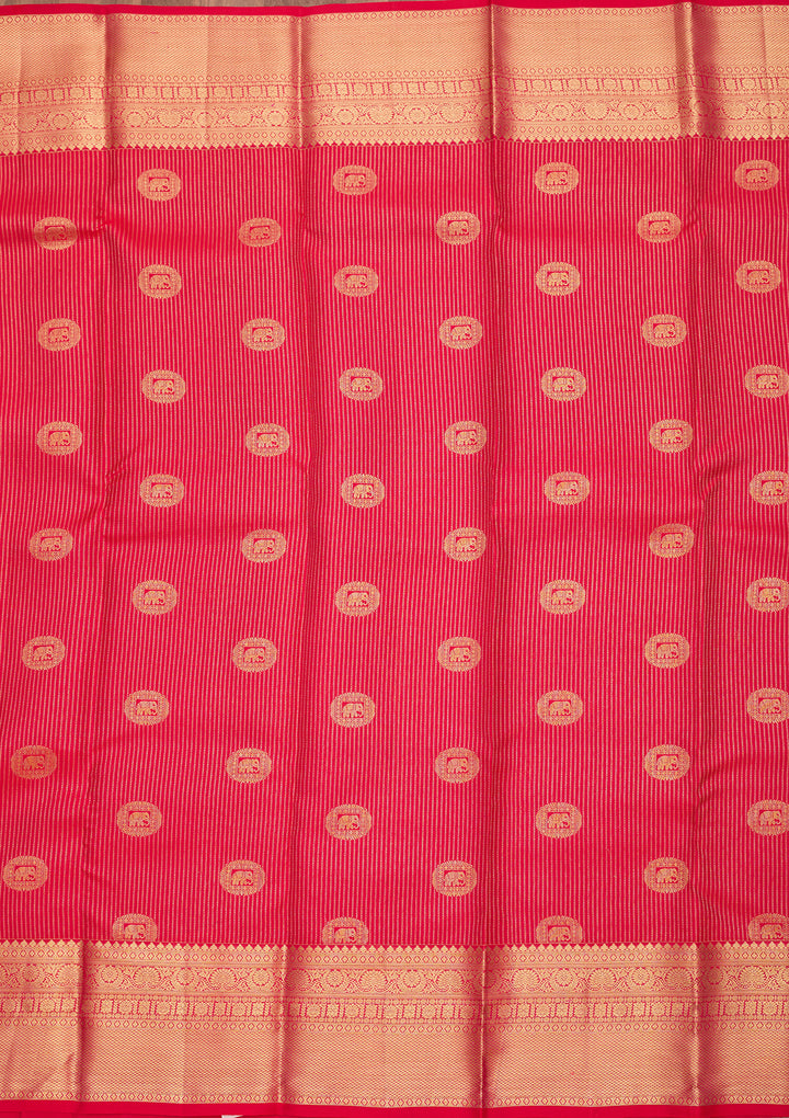 Rani Pink Pure Silk Jaal Saree With Matching Blouse Piece