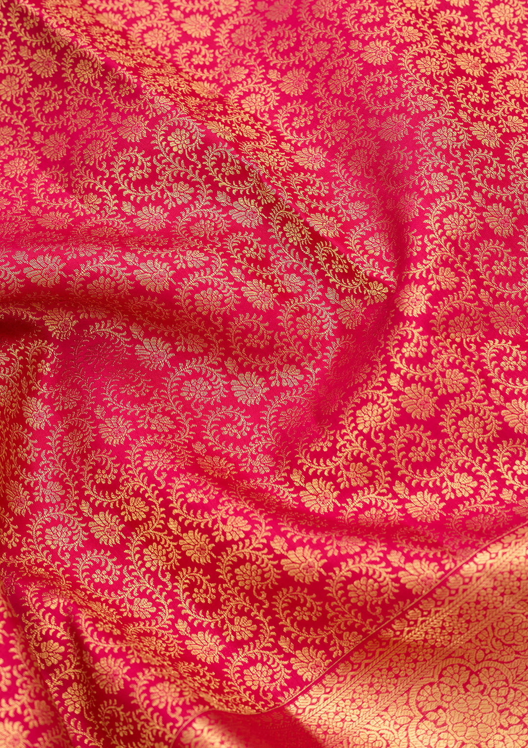Rani Pink Pure Silk Jaal Saree With Matching Blouse Piece