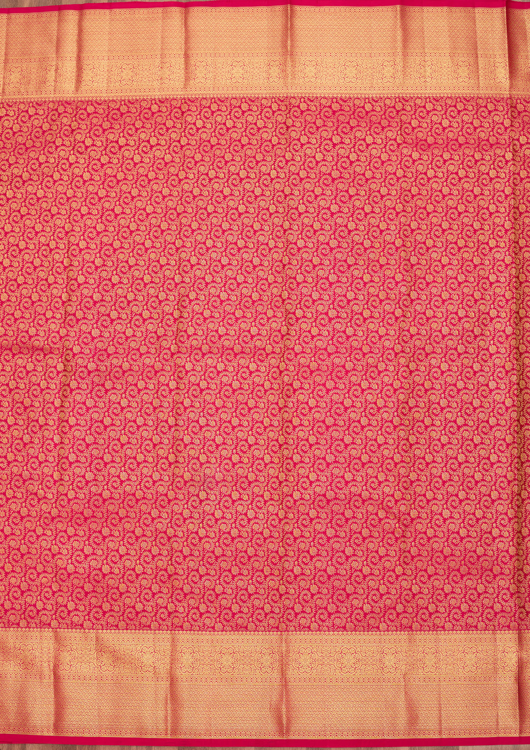 Rani Pink Pure Silk Jaal Saree With Matching Blouse Piece