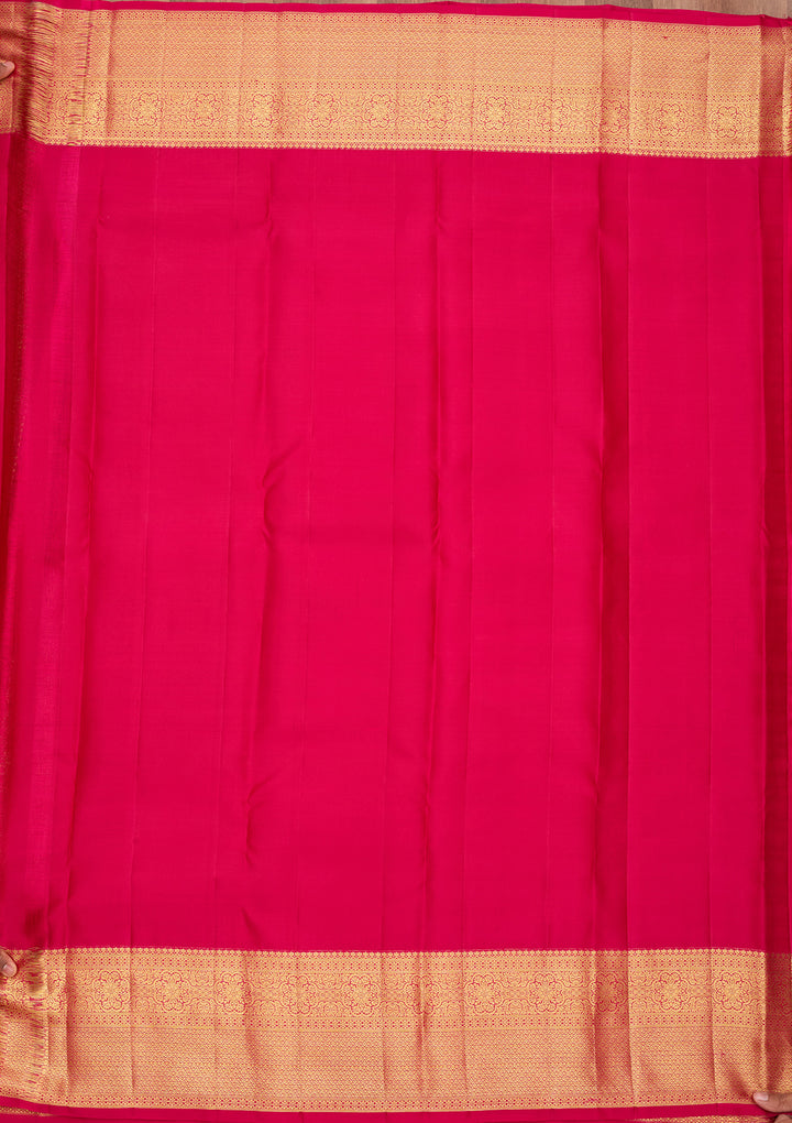 Rani Pink Pure Silk Jaal Saree With Matching Blouse Piece