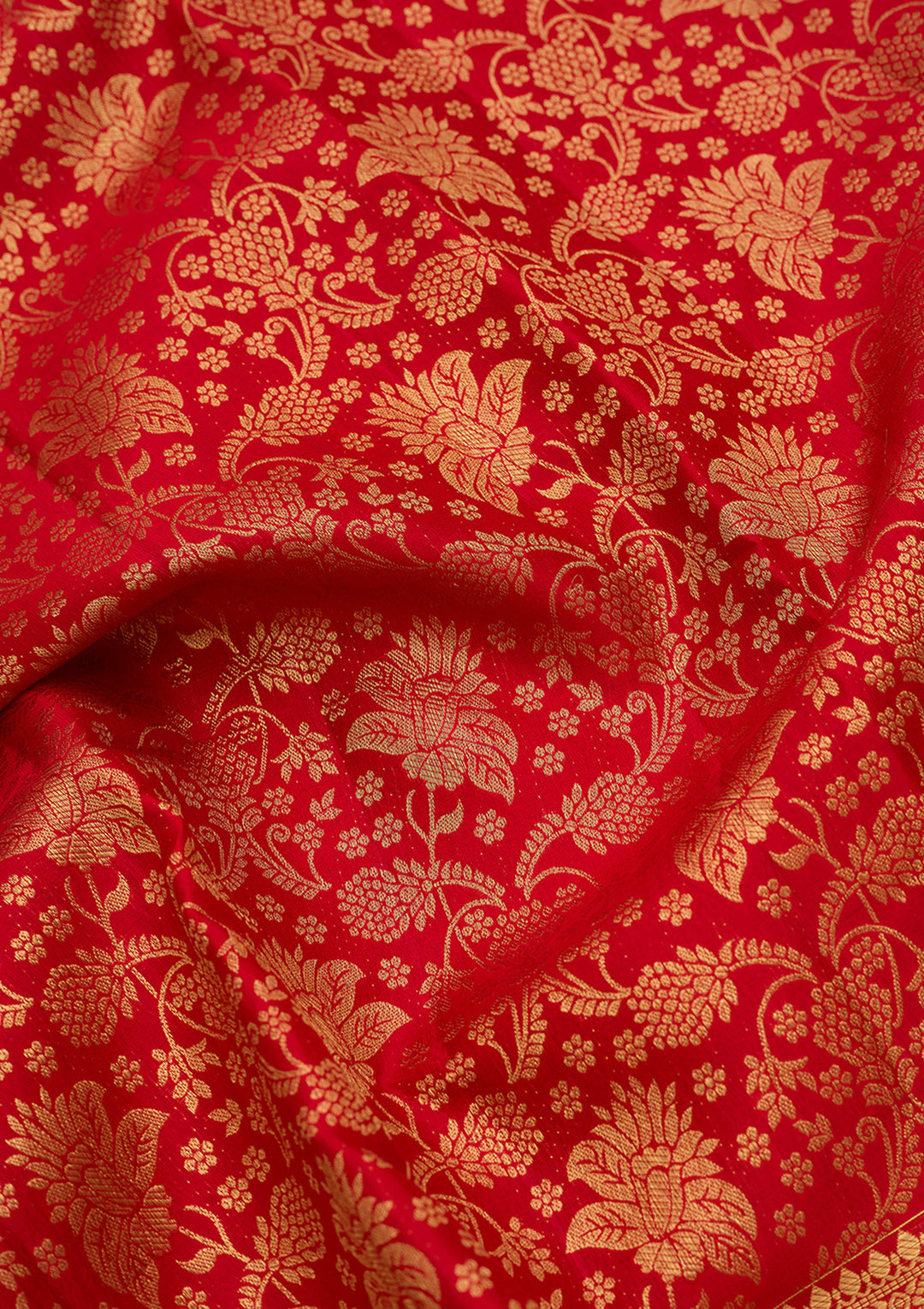 Red Pure Silk Jaal Saree With Matching Blouse Piece