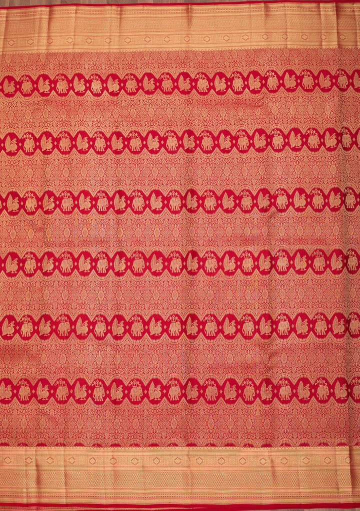 Maroon Pure Silk Jaal Saree With Matching Blouse Piece