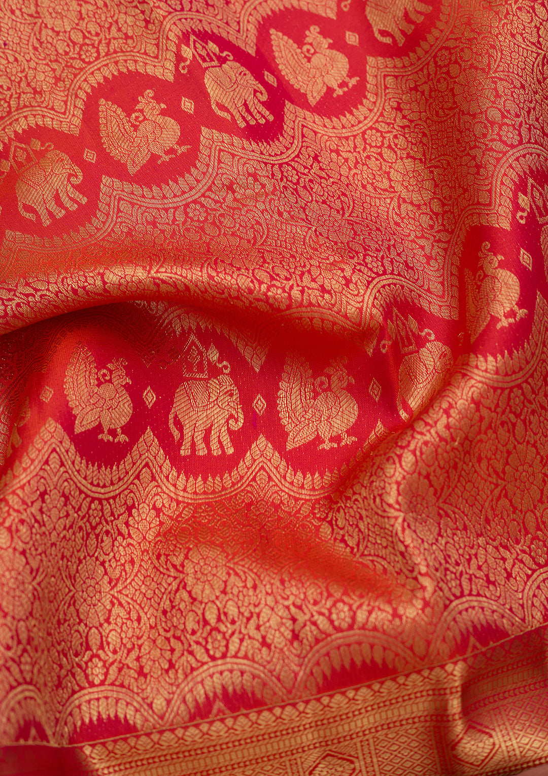 Rani Pink Pure Silk Jaal Saree With Matching Blouse Piece