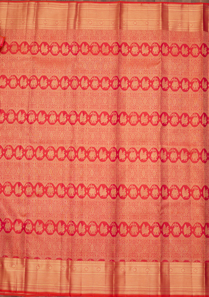 Rani Pink Pure Silk Jaal Saree With Matching Blouse Piece
