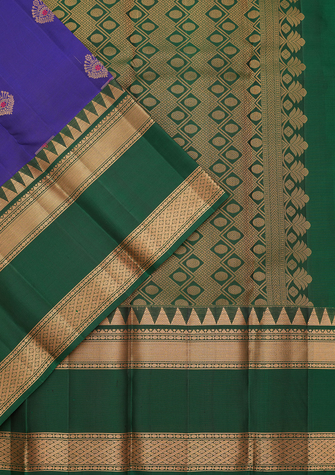 Royal Blue Pure Opada Silk Buti Saree With Matching Blouse Piece