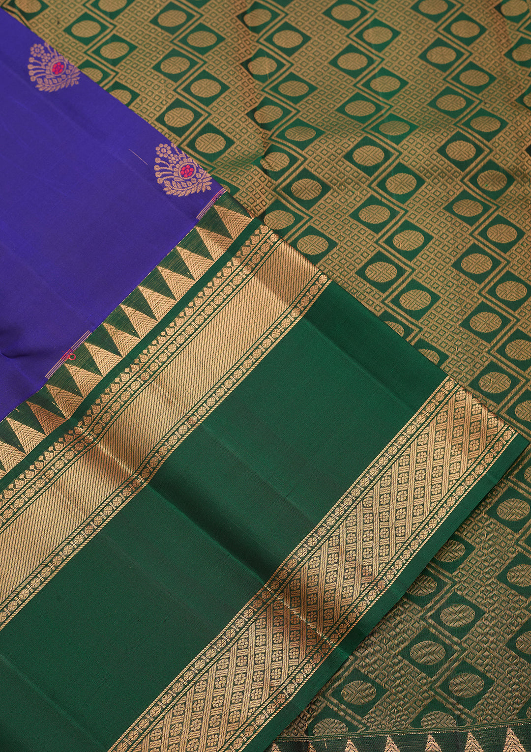 Royal Blue Pure Opada Silk Buti Saree With Matching Blouse Piece