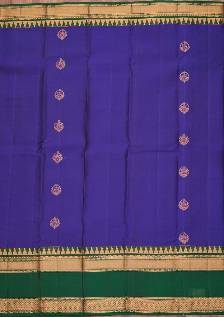Royal Blue Pure Opada Silk Buti Saree With Matching Blouse Piece