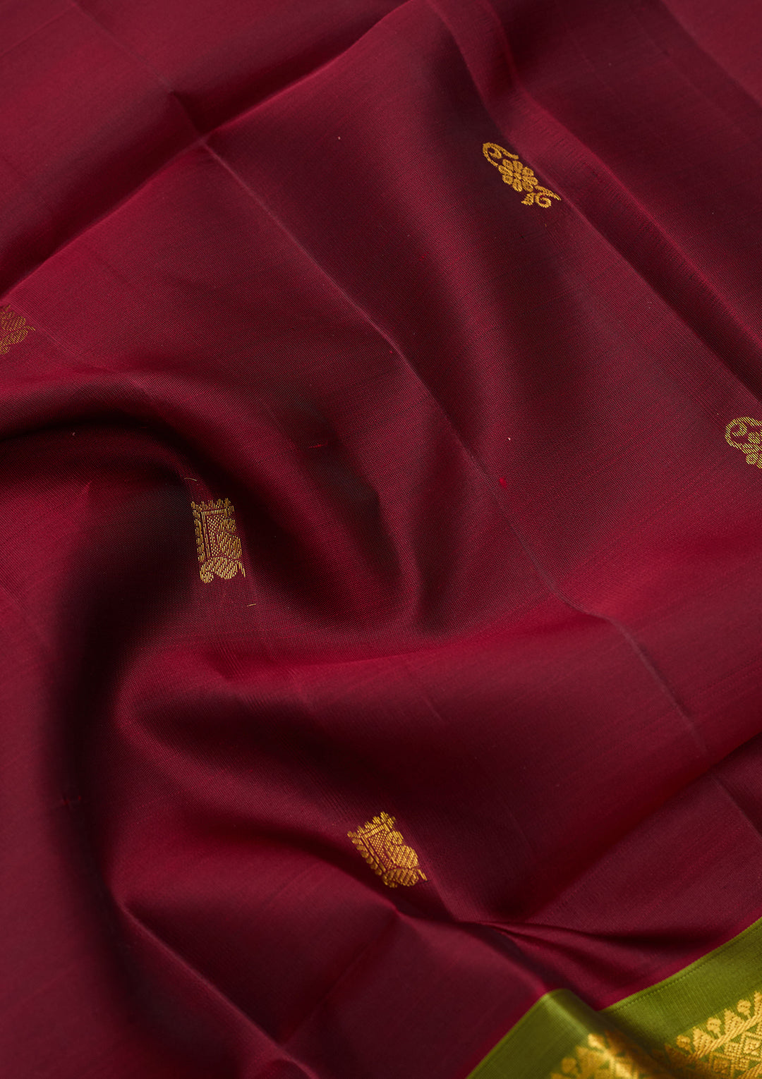 Rust Pure Opada Silk Buti Saree With Matching Blouse Piece
