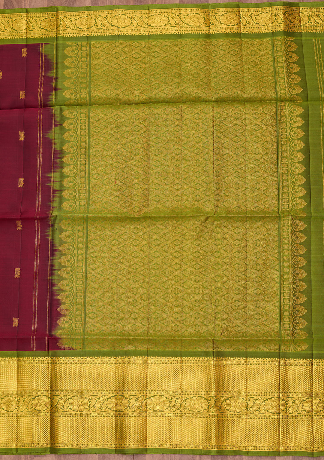 Rust Pure Opada Silk Buti Saree With Matching Blouse Piece