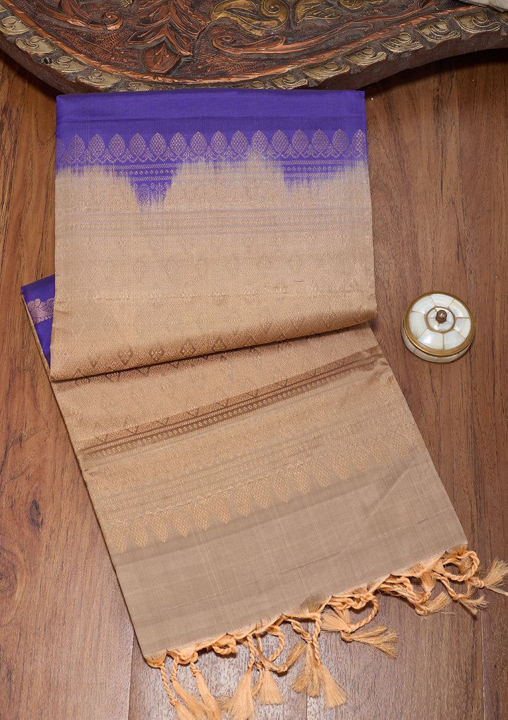 Royal Blue Pure Opada Silk Buti Saree With Matching Blouse Piece