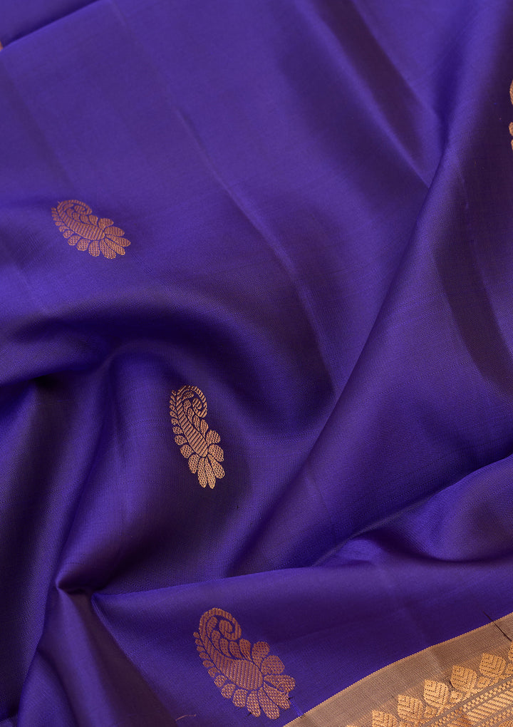 Royal Blue Pure Opada Silk Buti Saree With Matching Blouse Piece