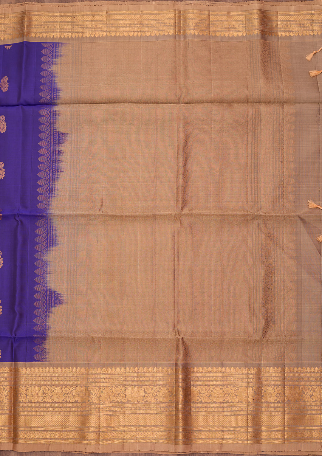 Royal Blue Pure Opada Silk Buti Saree With Matching Blouse Piece