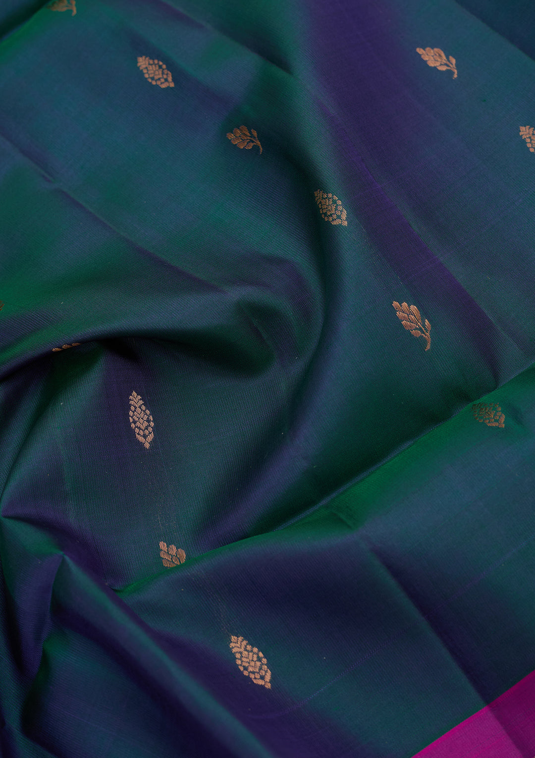 Peacock Blue Pure Opada Silk Buti Saree With Matching Blouse Piece