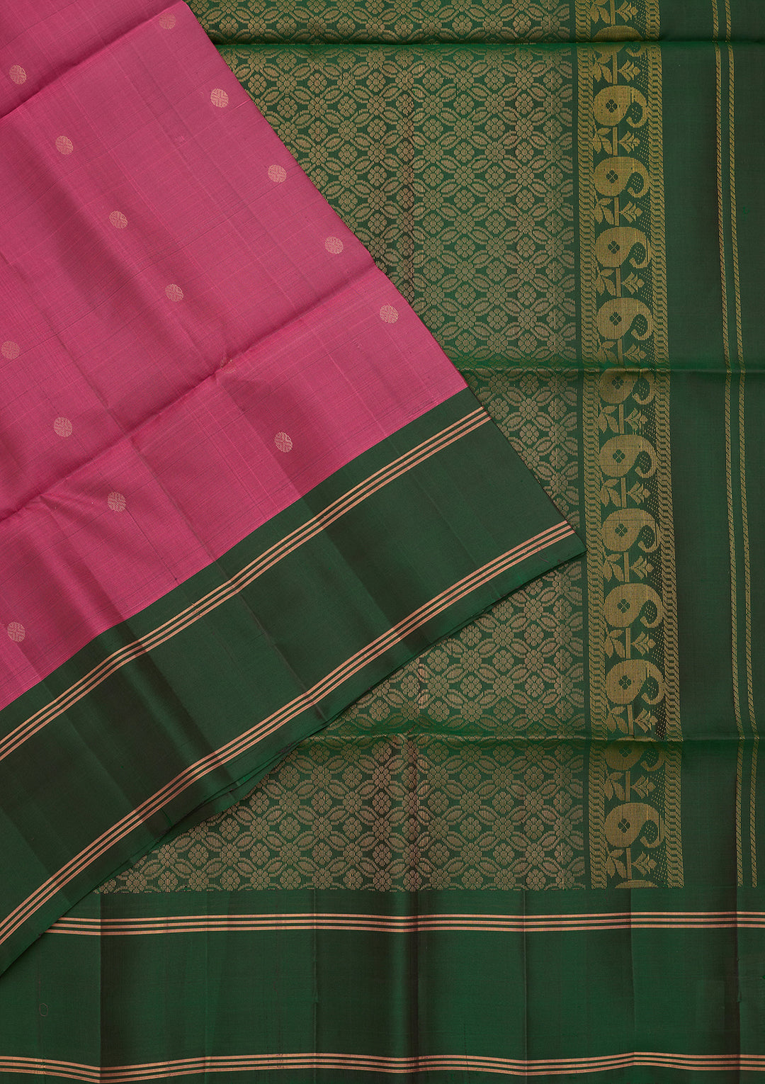 Onion Pink Pure Opada Silk Buti Saree With Matching Blouse Piece