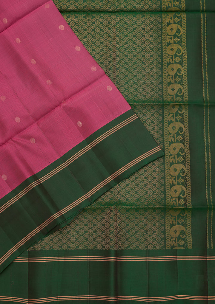 Onion Pink Pure Opada Silk Buti Saree With Matching Blouse Piece