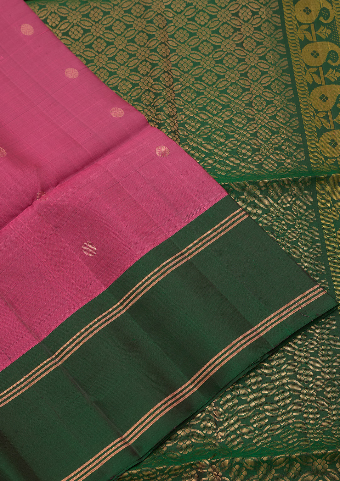 Onion Pink Pure Opada Silk Buti Saree With Matching Blouse Piece