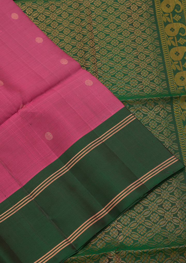 Onion Pink Pure Opada Silk Buti Saree With Matching Blouse Piece