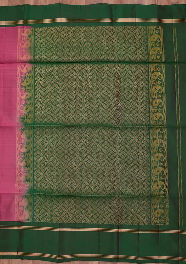 Onion Pink Pure Opada Silk Buti Saree With Matching Blouse Piece
