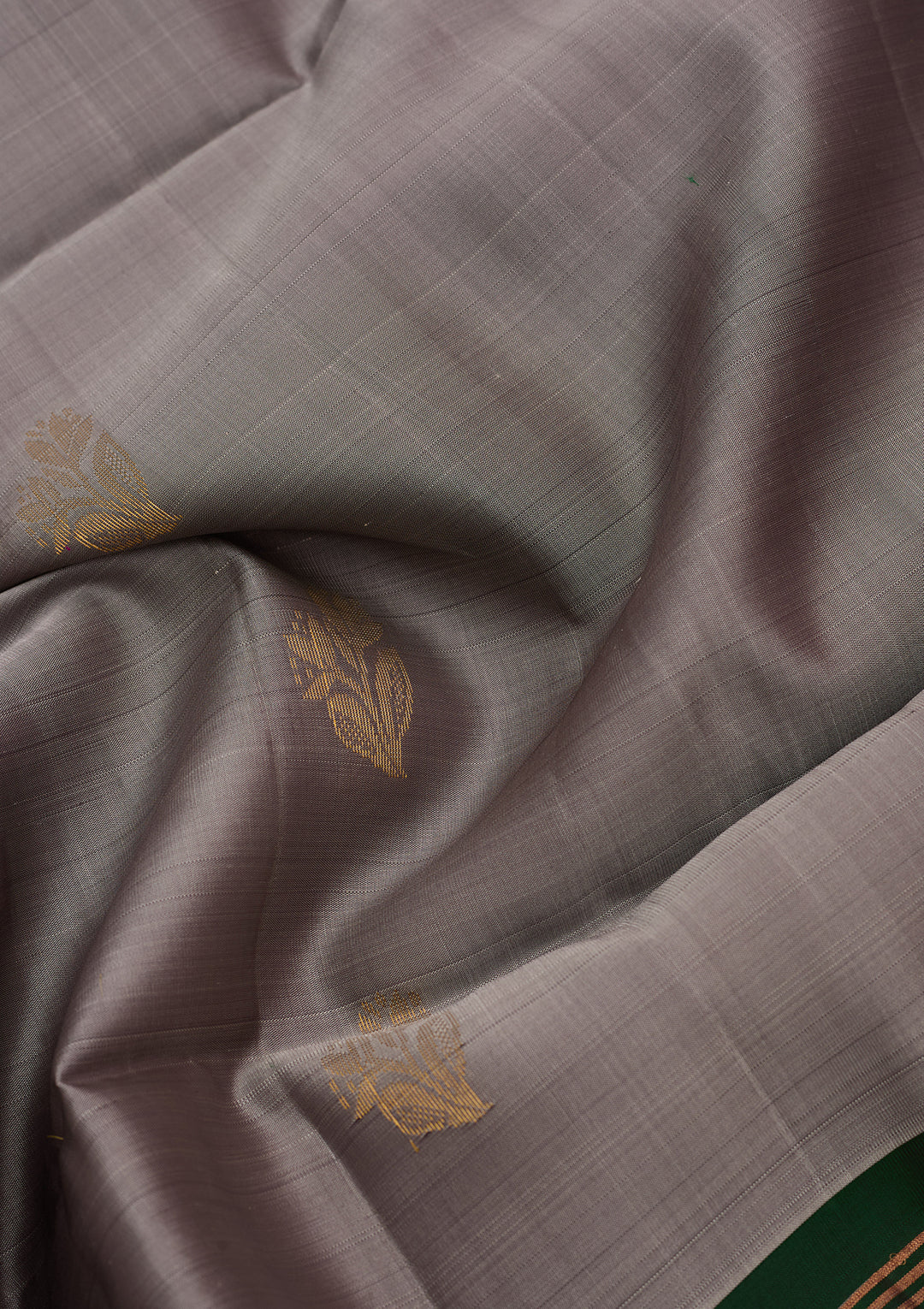 Silver Pure Opada Silk Buti Saree With Matching Blouse Piece