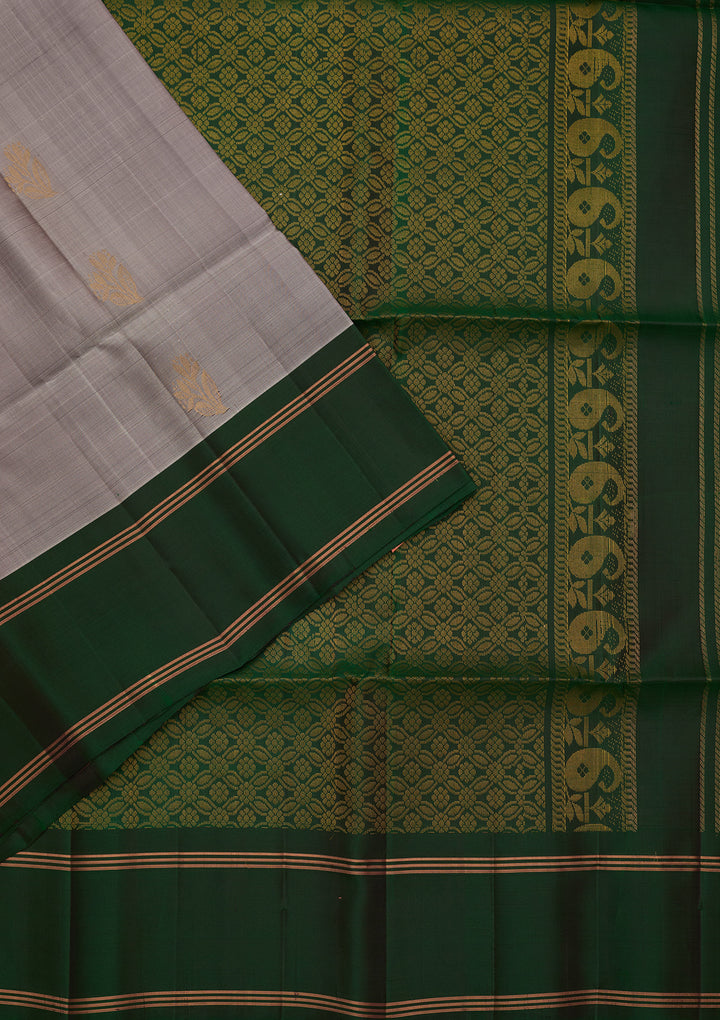 Silver Pure Opada Silk Buti Saree With Matching Blouse Piece