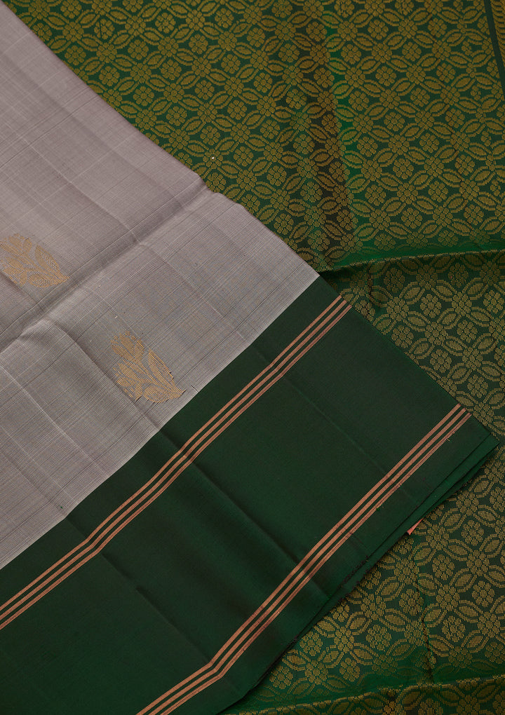 Silver Pure Opada Silk Buti Saree With Matching Blouse Piece