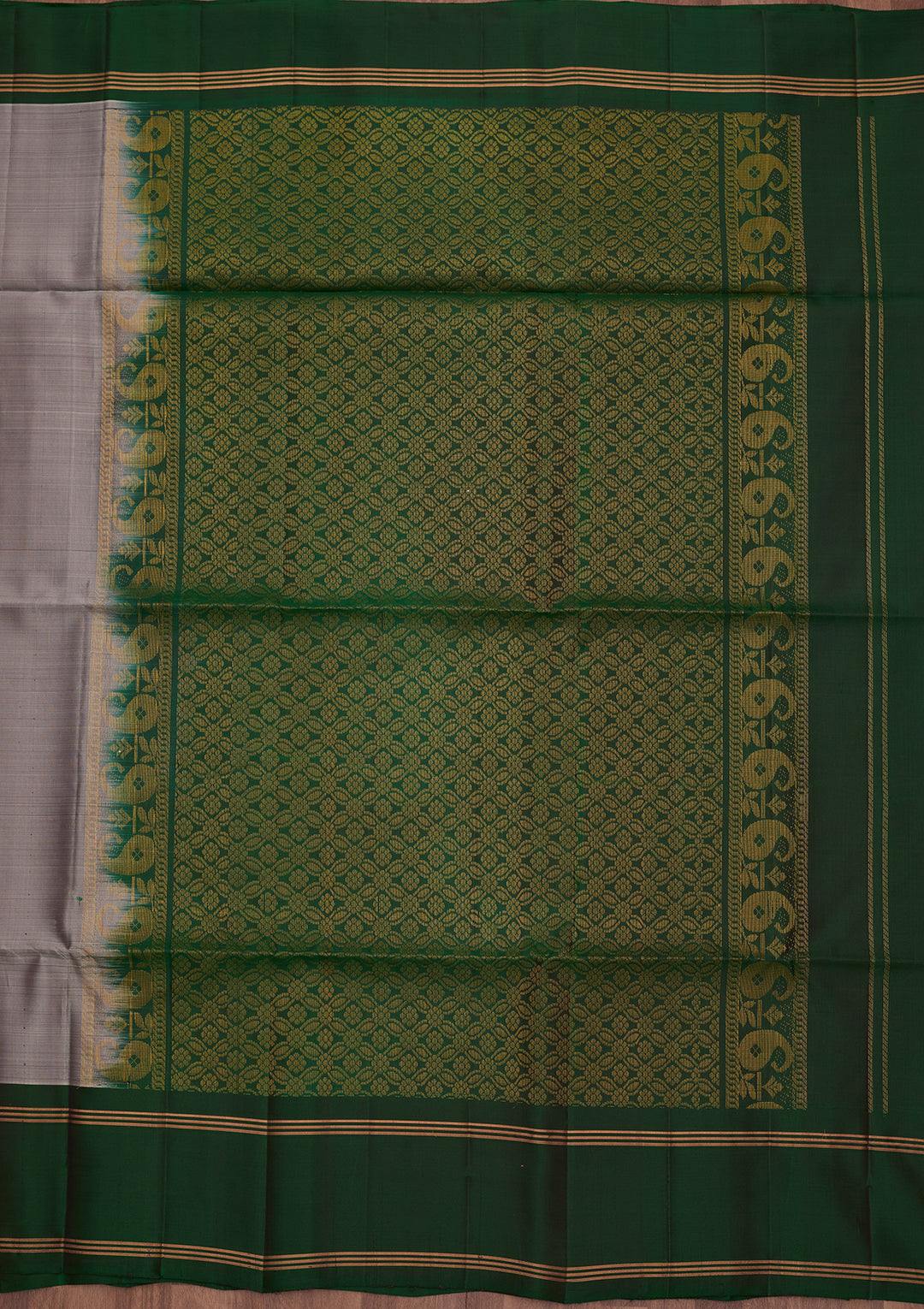 Silver Pure Opada Silk Buti Saree With Matching Blouse Piece