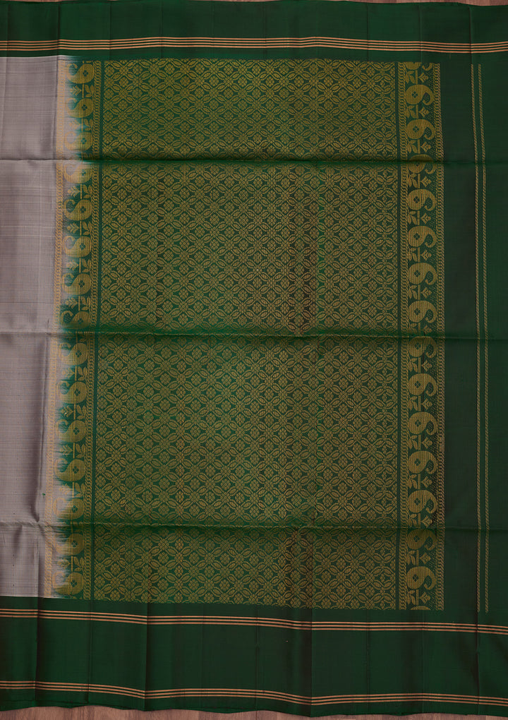 Silver Pure Opada Silk Buti Saree With Matching Blouse Piece