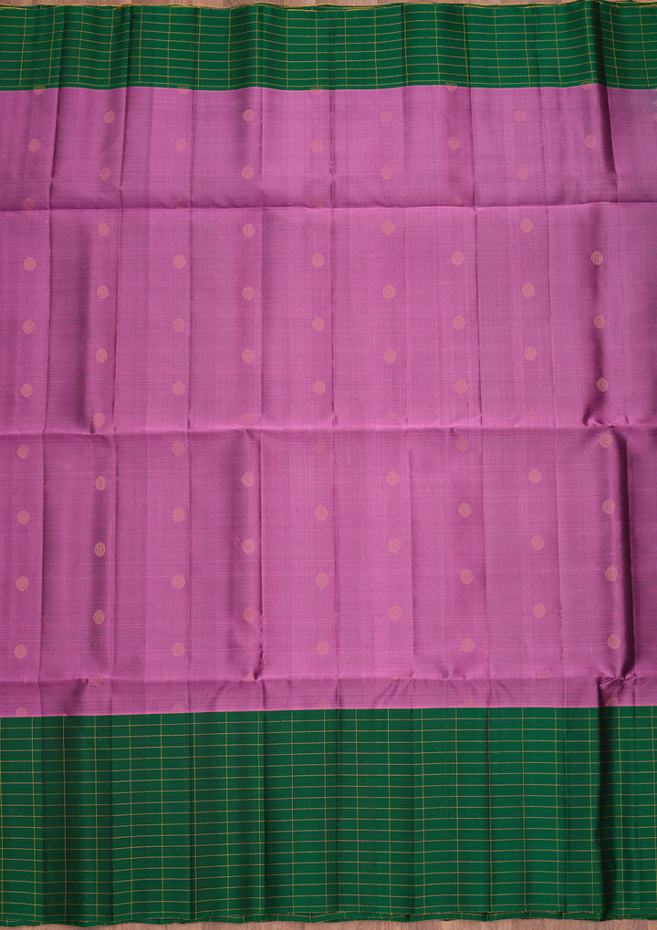 Dark Lavender Pure Opada Silk Buti Saree With Matching Blouse Piece