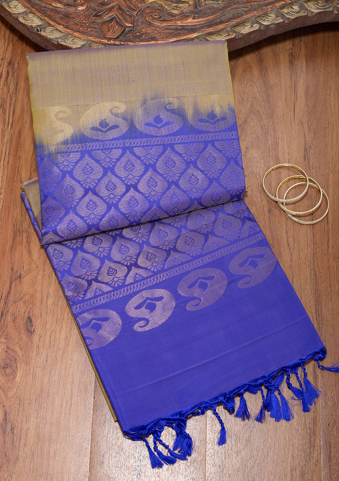 Mehendi Green Pure Opada Silk Buti Saree With Matching Blouse Piece
