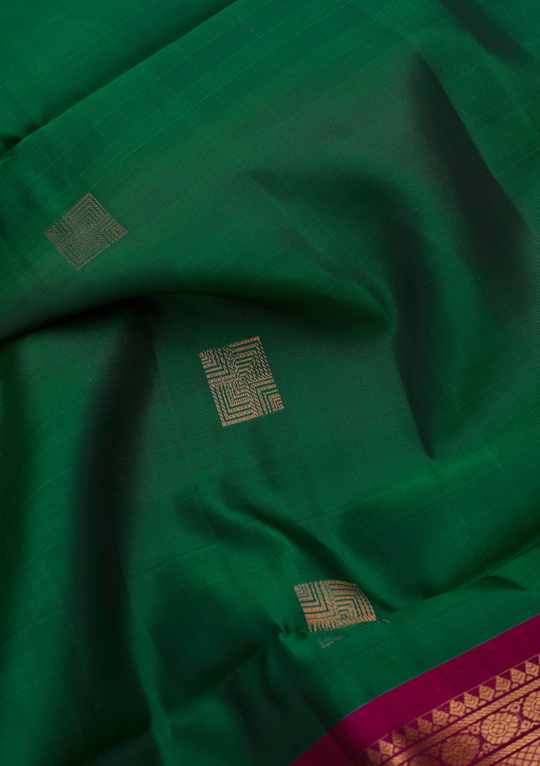 Rama Green Pure Opada Silk Buti Saree With Matching Blouse Piece