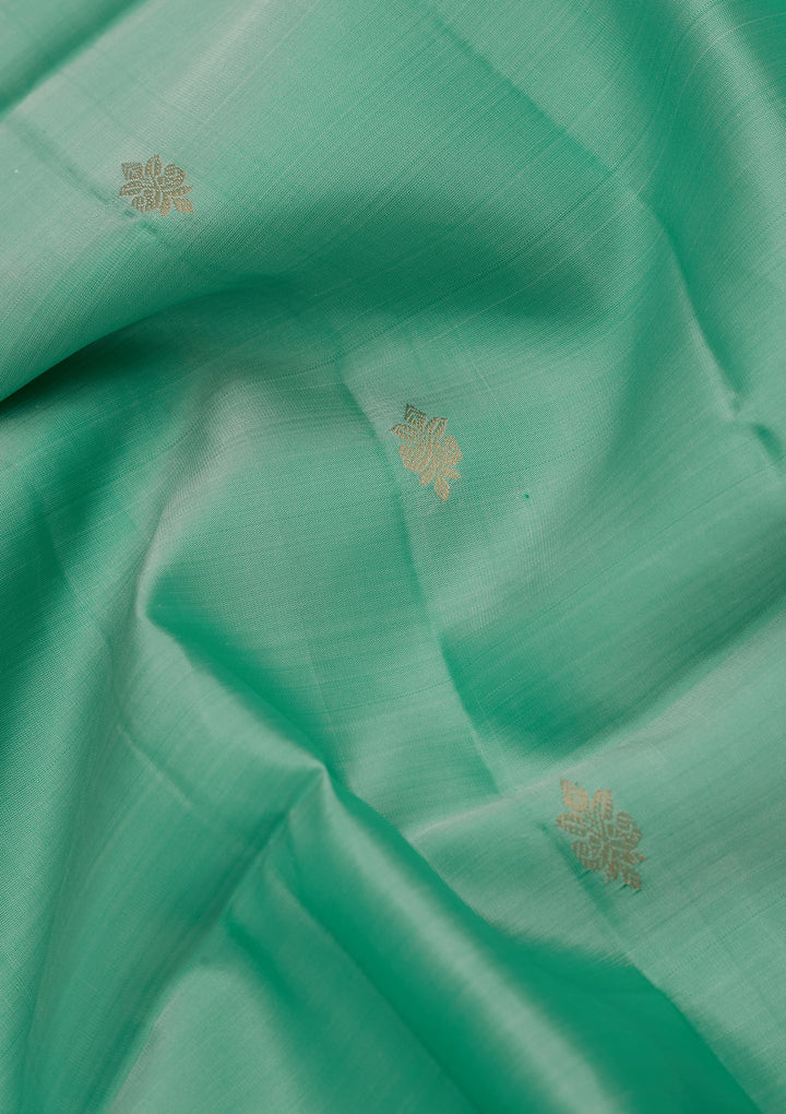 Sea Green Pure Opada Silk Buti Saree With Matching Blouse Piece
