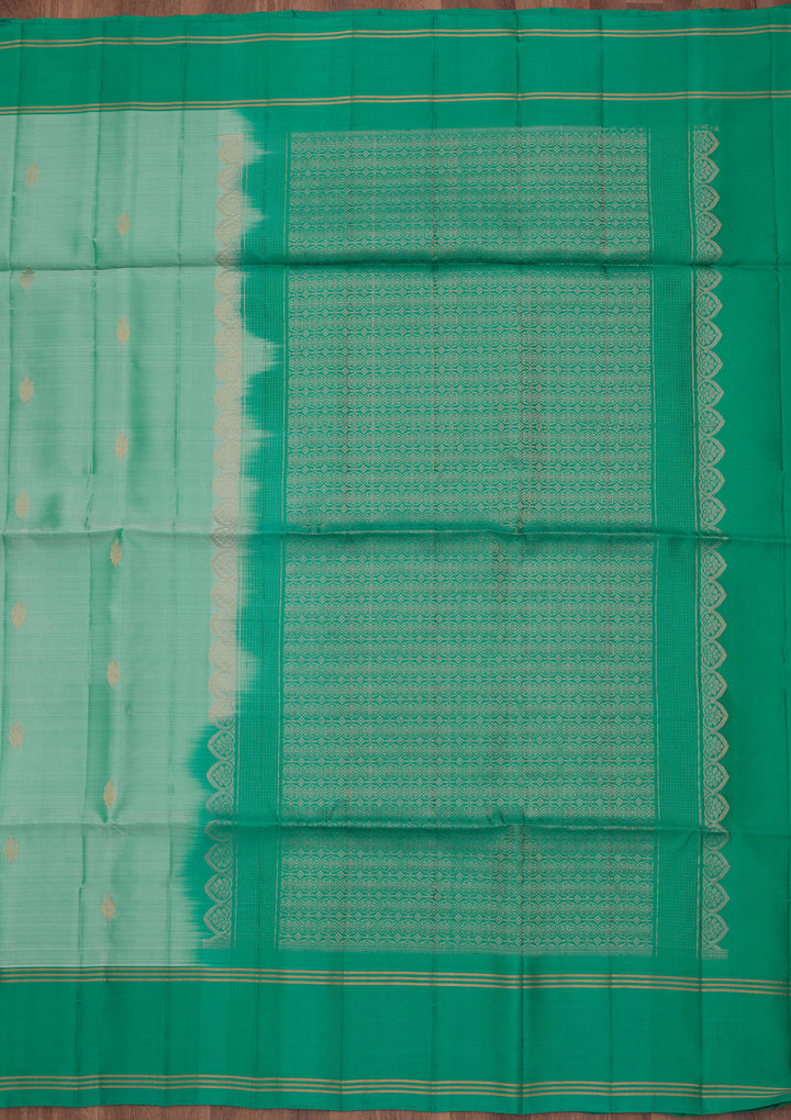 Sea Green Pure Opada Silk Buti Saree With Matching Blouse Piece