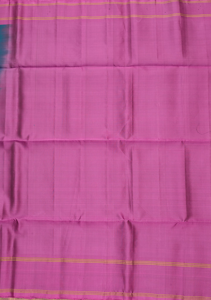 Peacock Blue Pure Opada Silk Buti Saree With Matching Blouse Piece