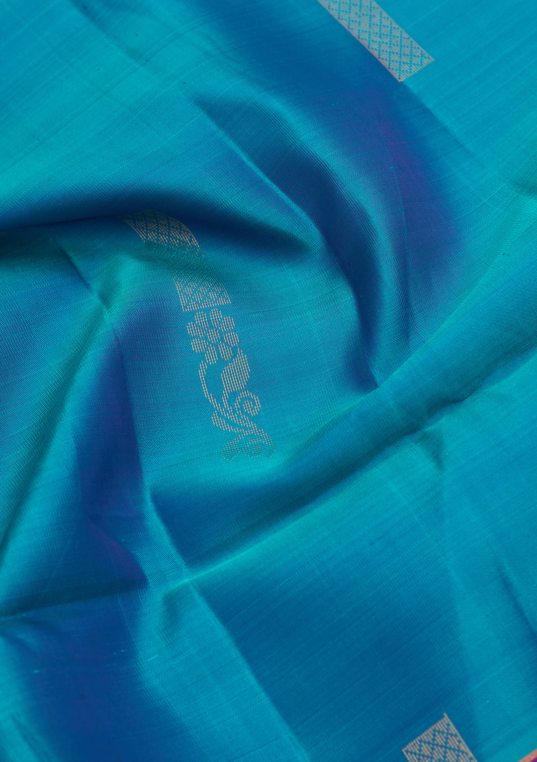 Turquoise Blue Pure Opada Silk Buti Saree With Matching Blouse Piece