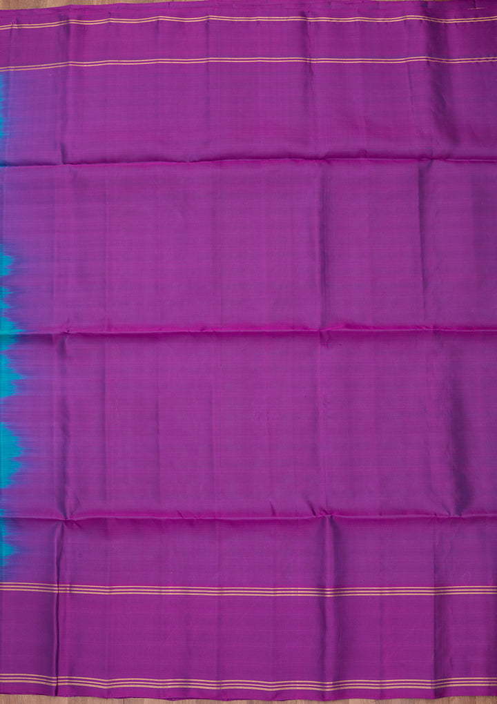 Turquoise Blue Pure Opada Silk Buti Saree With Matching Blouse Piece