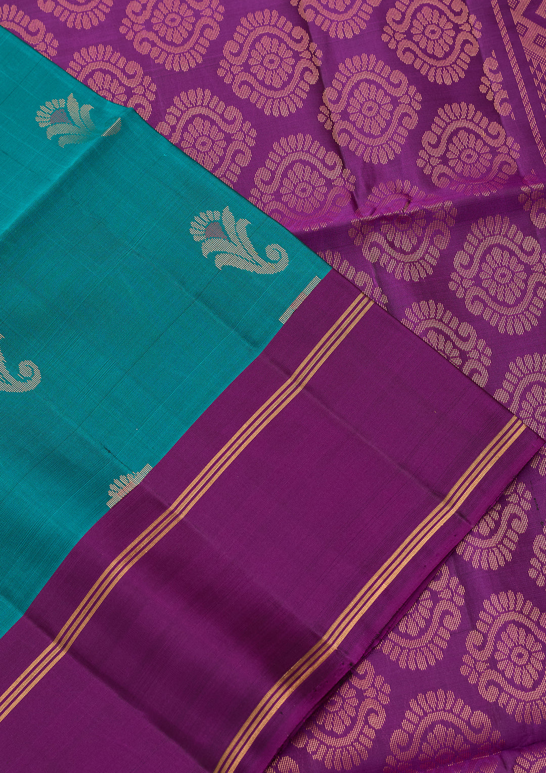 Rama Green Pure Opada Silk Buti Saree With Matching Blouse Piece