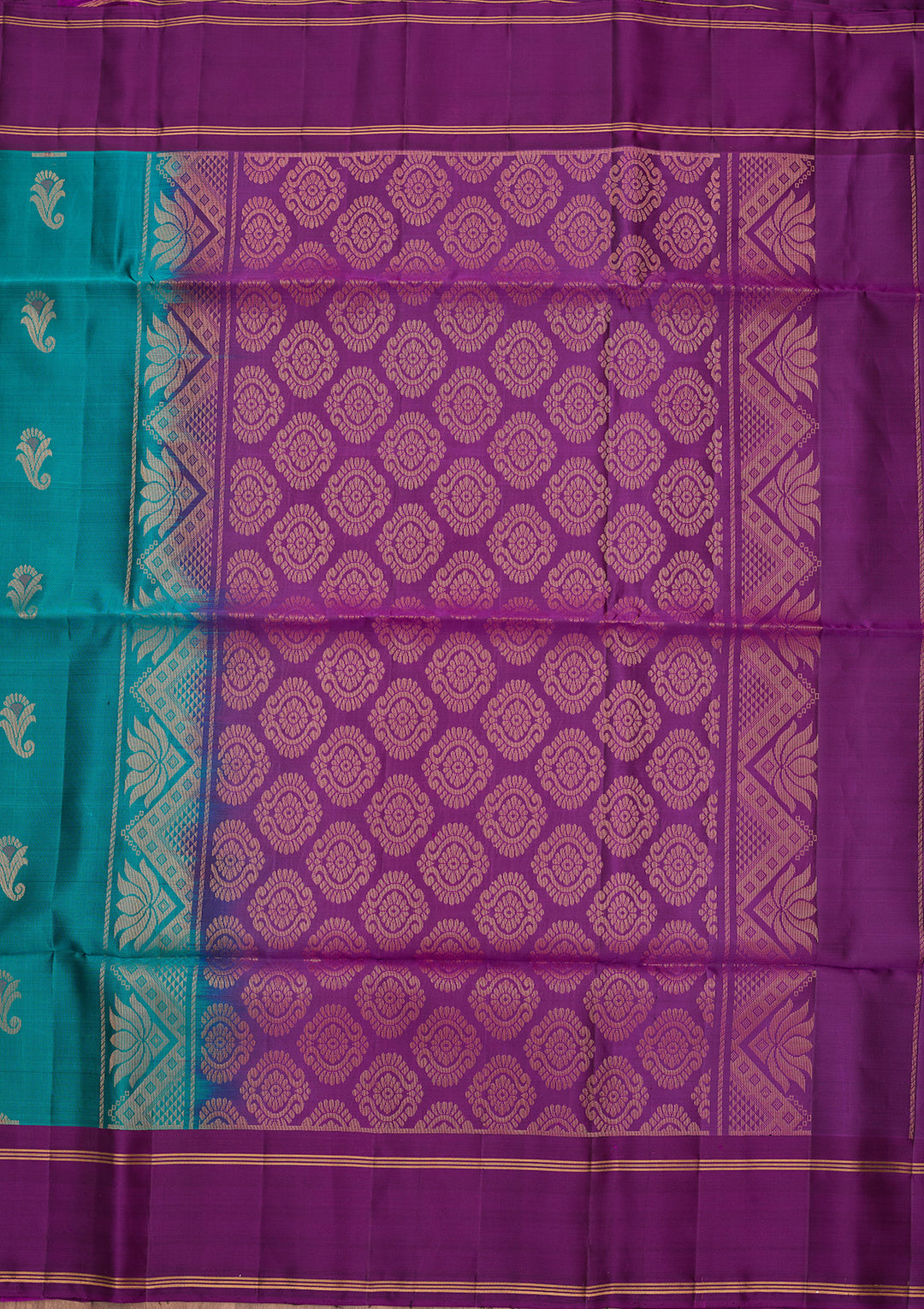 Rama Green Pure Opada Silk Buti Saree With Matching Blouse Piece