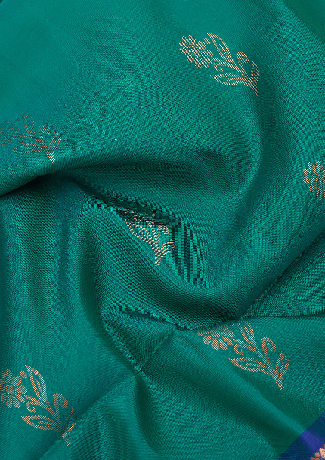 Rama Green Pure Opada Silk Buti Saree With Matching Blouse Piece
