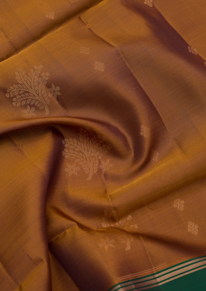 Light Brown Pure Opada Silk Buti Saree With Matching Blouse Piece