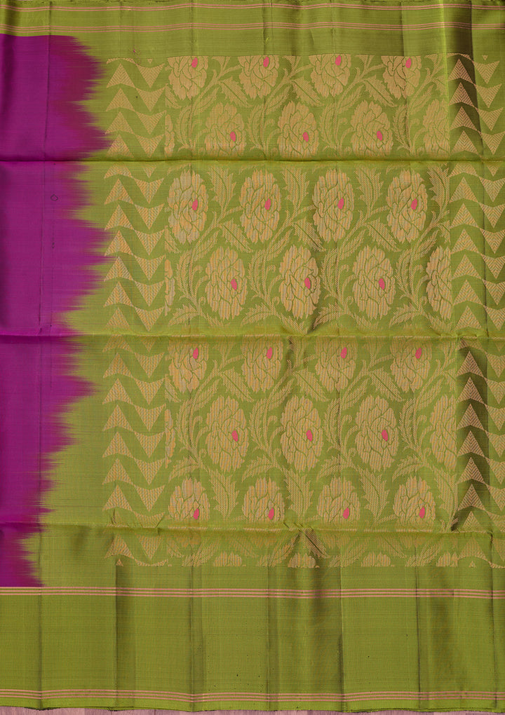 Magenta Pink Pure Opada Silk Buti Saree With Matching Blouse Piece